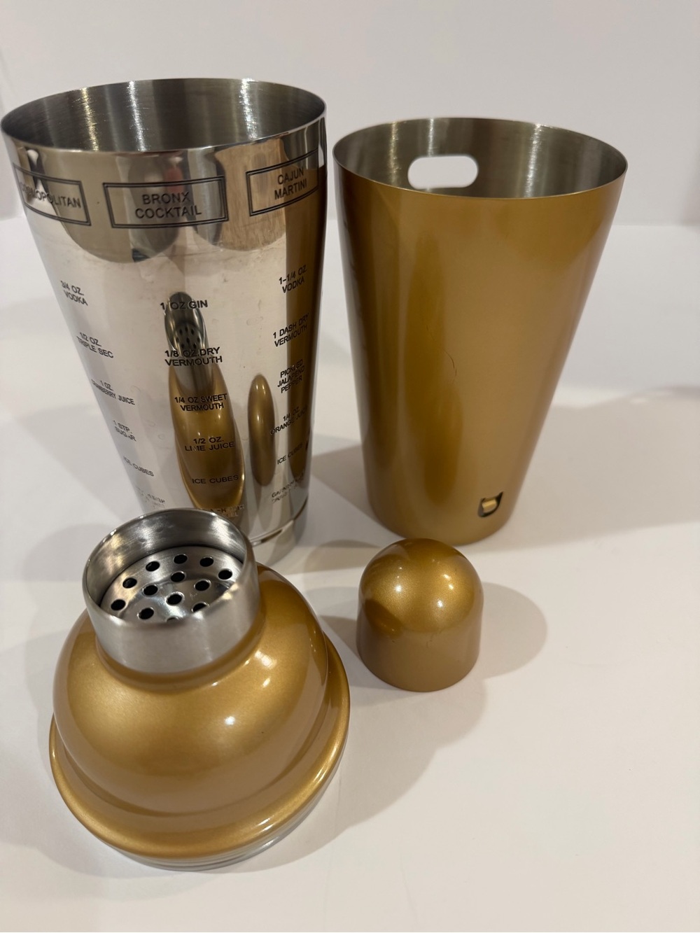 Gold Stainless Steel Cocktail Shaker Set - Home Dining